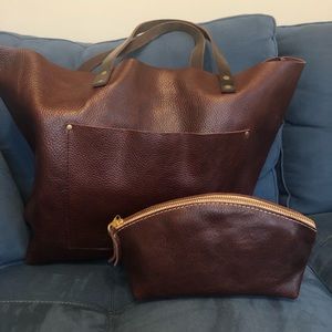 PLG Oxblood Oversized Tote + Eclipse Bag matching set *DISCONTINUED COLOR*